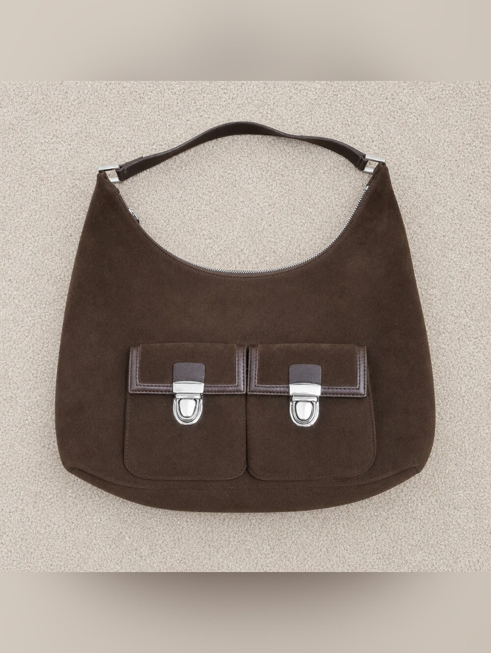 Banana Republic Brown Suede Hobo Bag Leather Front Pockets Vintage
